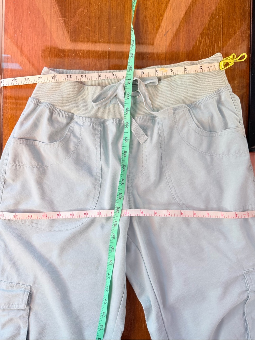 Women's Cargo Capri Pants with Tie Hem - Pink - Picture 7 of 9